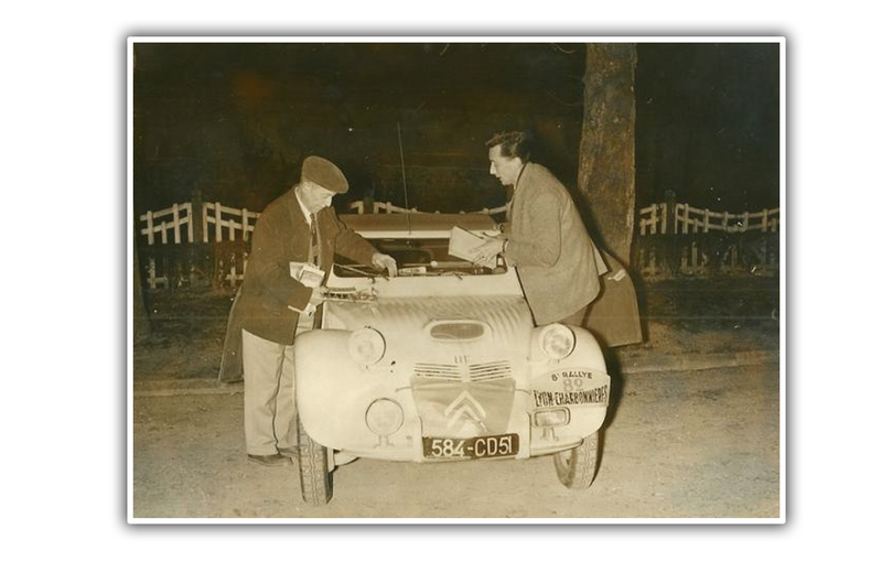 Dagonet (L) and de Failly in first Dagonet on the 1955 Lyon Rally